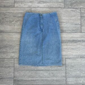 Classic Blue Denim Midi Skirt